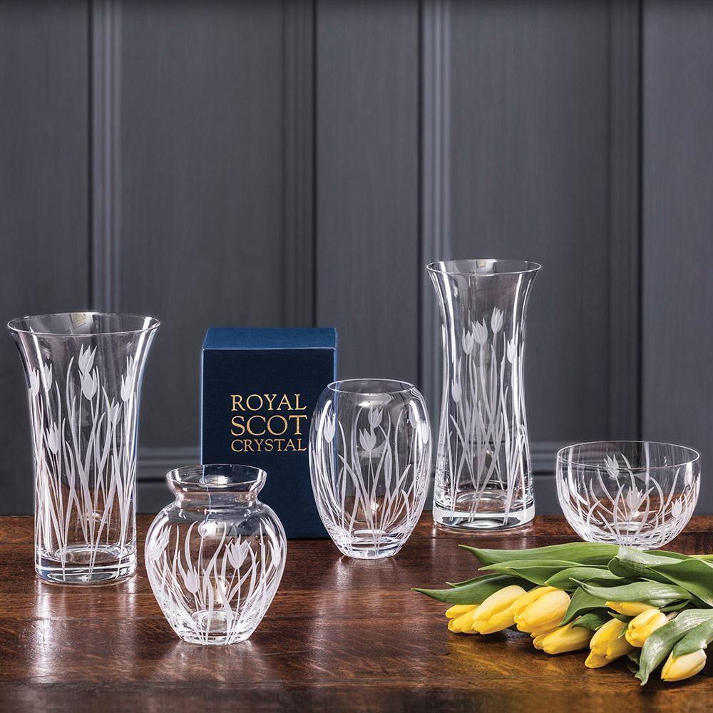 Royal Scot Crystal Wild Tulip Tall Vase 10"-Home & Garden > Kitchen & Dining > Tableware > Drinkware-Goviers