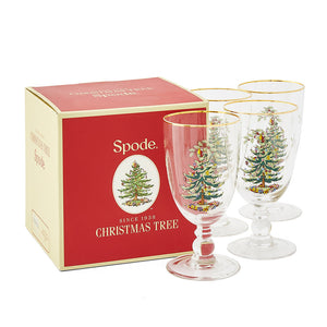 Spode Christmas Tree Goblets Set of 4-Home & Garden > Kitchen & Dining > Tableware > Drinkware > Stemware-Goviers