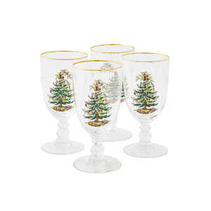 Spode Christmas Tree Goblets Set of 4-Home & Garden > Kitchen & Dining > Tableware > Drinkware > Stemware-Goviers