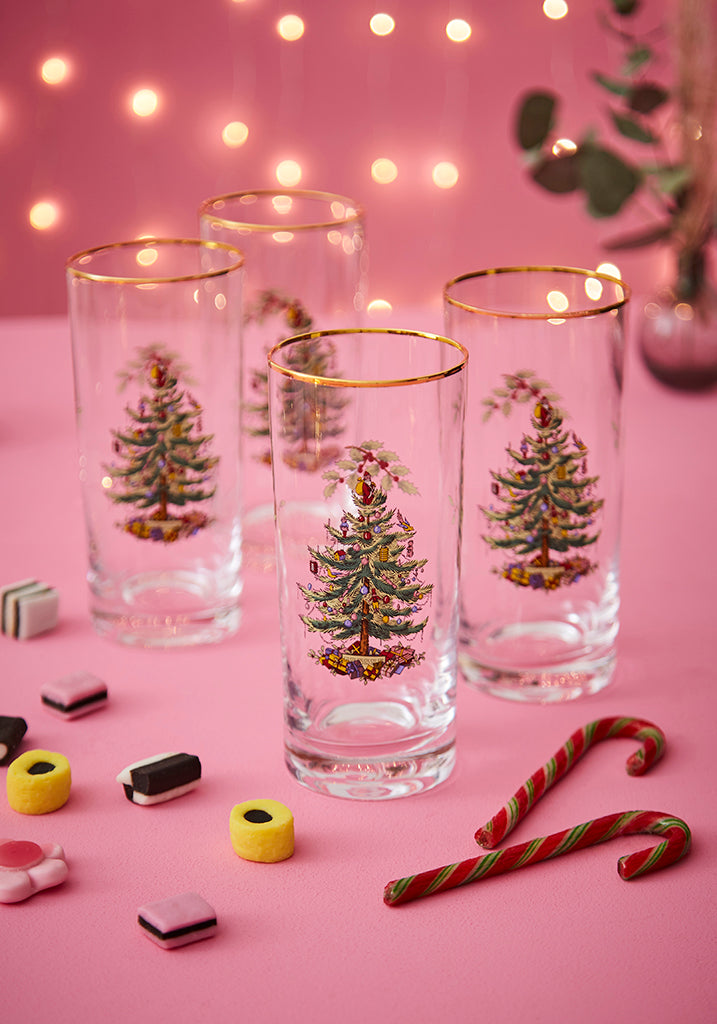 Spode Christmas Tree Highball Glass Set of 4-Home & Garden > Kitchen & Dining > Tableware > Drinkware > Tumblers-Goviers