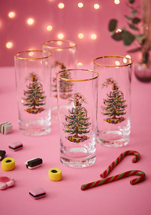 Spode Christmas Tree Highball Glass Set of 4-Home & Garden > Kitchen & Dining > Tableware > Drinkware > Tumblers-Goviers