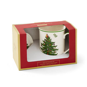 Spode Christmas Tree Mug & Coaster Set-Home & Garden > Kitchen & Dining > Tableware-Goviers