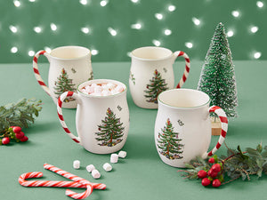 Spode Christmas Tree Mug with Peppermint Handle Set of 4-Home & Garden > Kitchen & Dining > Tableware-Goviers