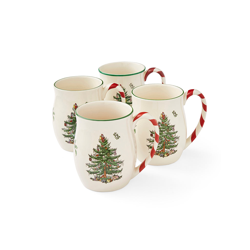 Spode Christmas Tree Mug with Peppermint Handle Set of 4-Home & Garden > Kitchen & Dining > Tableware-Goviers