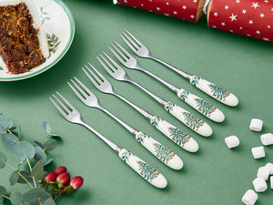 Spode Christmas Tree Pastry Forks Set of 6-Home & Garden > Kitchen & Dining > Tableware > Flatware > Forks-Goviers