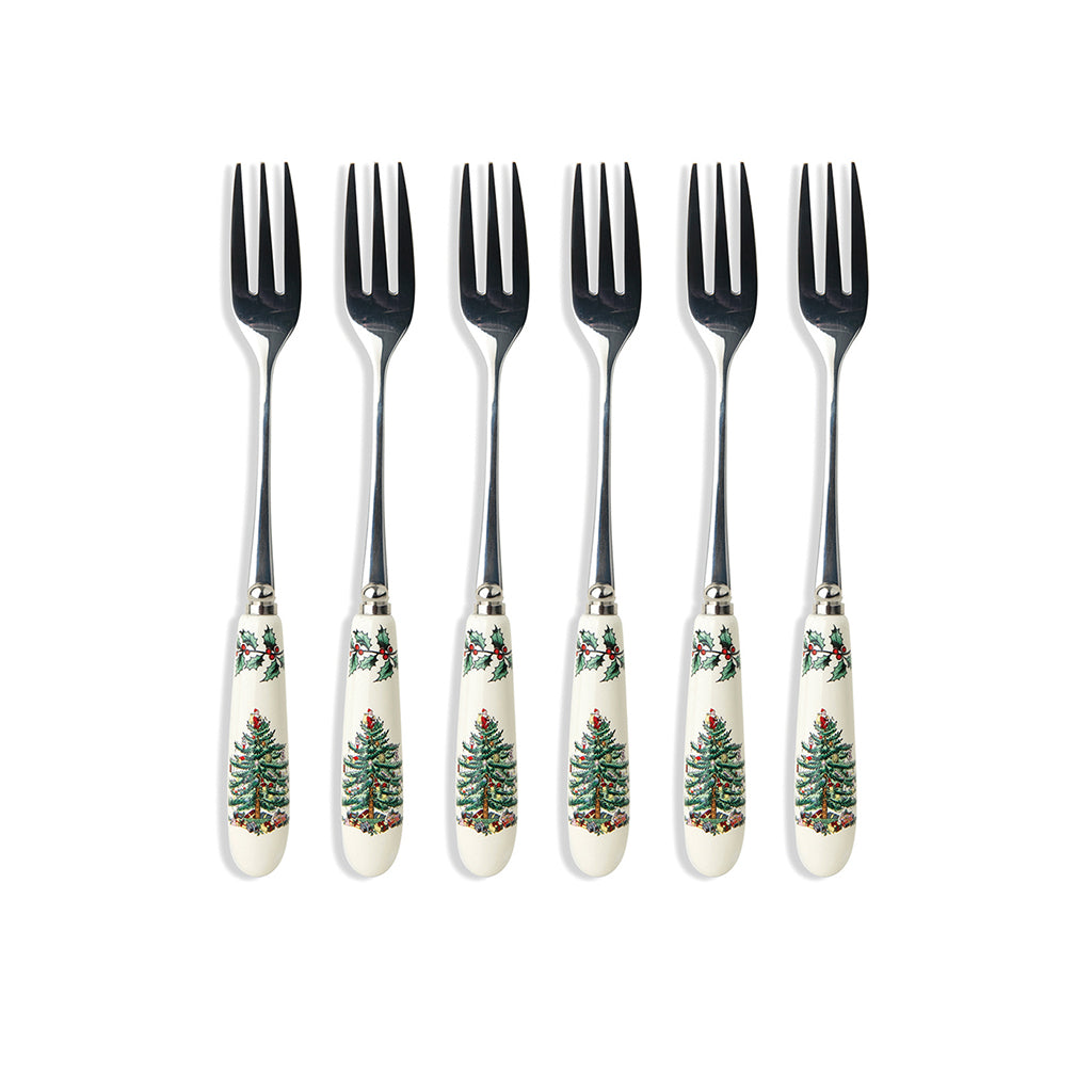 Spode Christmas Tree Pastry Forks Set of 6-Home & Garden > Kitchen & Dining > Tableware > Flatware > Forks-Goviers