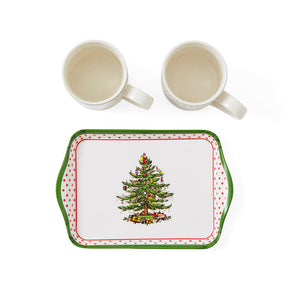 Spode Christmas Tree Polka Dot Three Piece Mug & Tray Set-Home & Garden > Kitchen & Dining > Tableware-Goviers