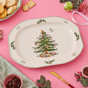 Spode Christmas Tree Sculpted Oval Platter-Home & Garden > Kitchen & Dining > Tableware-Goviers