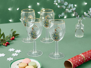 Spode Christmas Tree Wine Glasses Set of 4-Home & Garden > Kitchen & Dining > Tableware > Drinkware > Stemware-Goviers