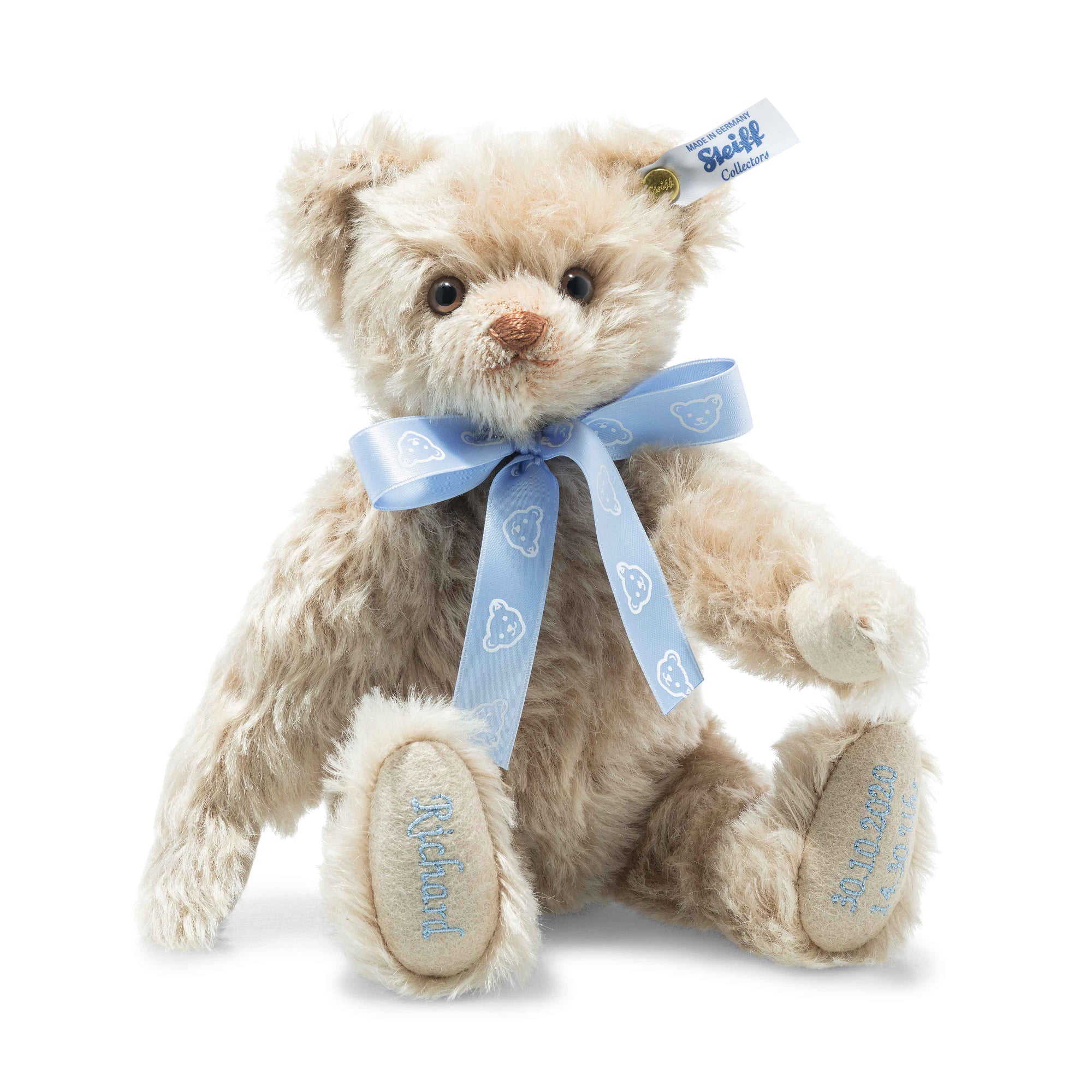 Steiff Teddy Bear Baby Blue Ribbon Personalised-Goviers