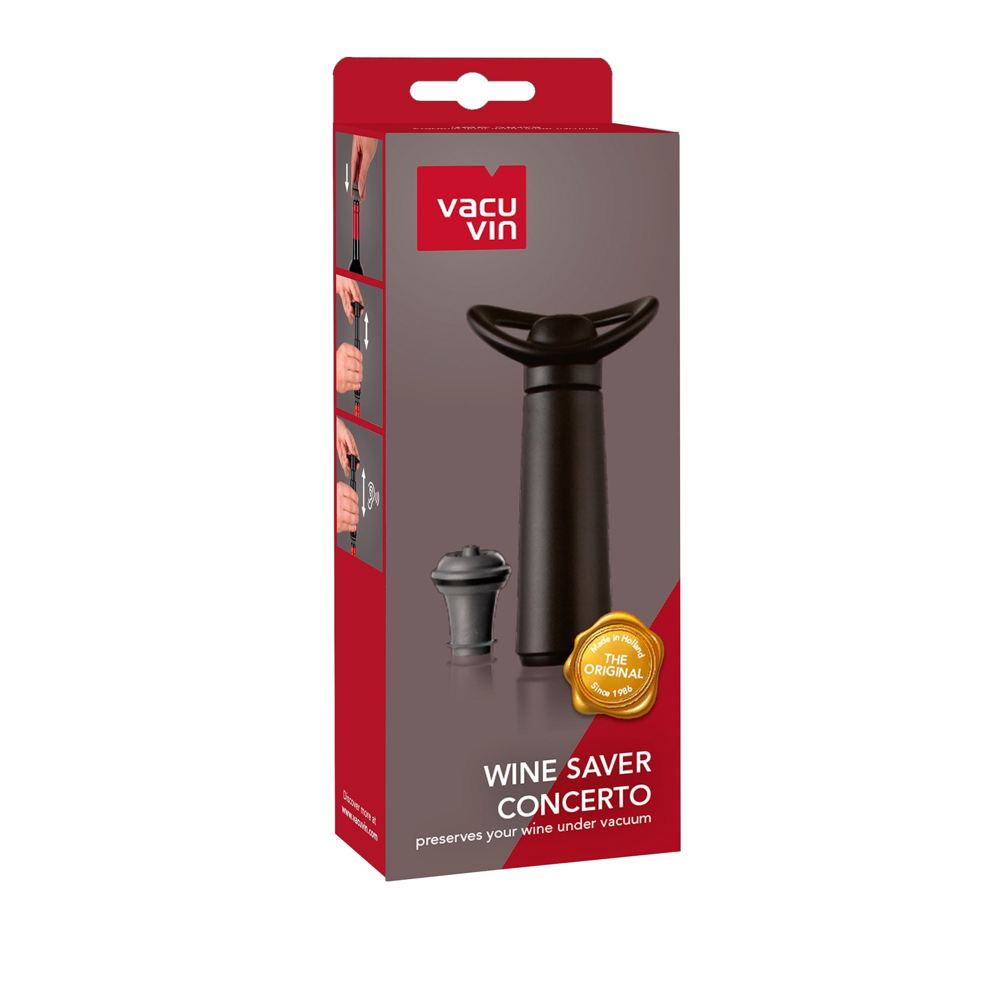 Vacu Vin Wine Saver with Stopper - Black-Goviers