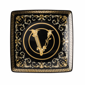 Versace Virtus Gala Black Flat Square Bowl 12cm-Goviers