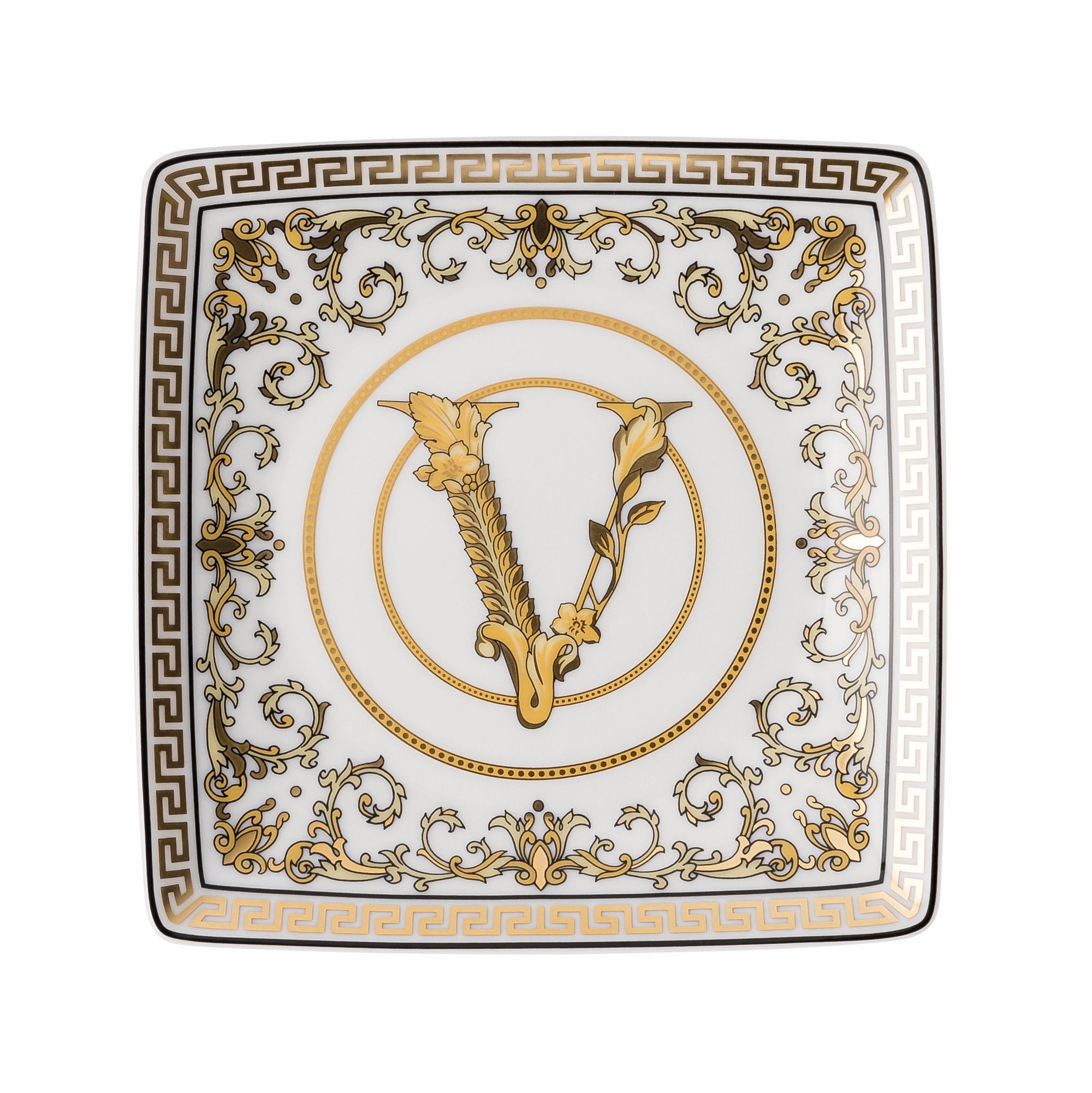 Versace Virtus Gala White Flat Square Bowl 12cm-Goviers