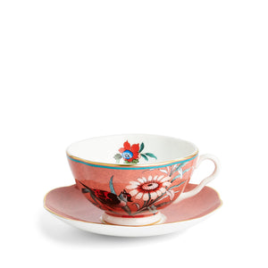 Wedgwood Paeonia Blush Coral Teacup & Saucer-Goviers