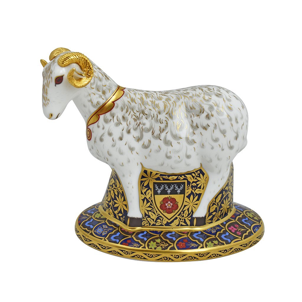 Royal Crown Derby Heraldic Derbyshire Ram-Paperweights-Goviers