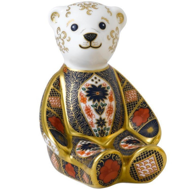 Royal Crown Derby Imari Solid Gold Band Teddy Bear-Paperweights-Goviers