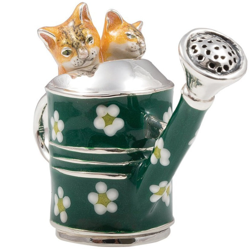 Saturno Cats in Watering Can | Silver Miniature-Collectables-Goviers