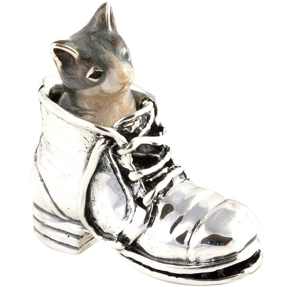 Saturno Grey Cat in Boot | Silver-Collectables-Goviers